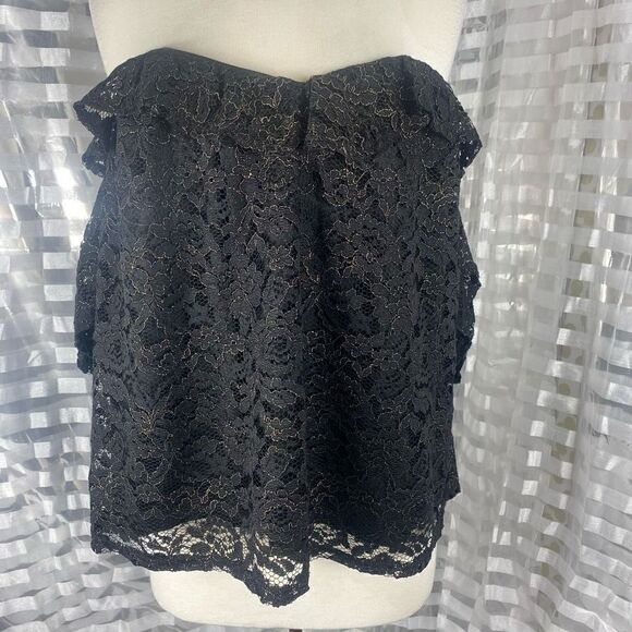 Francescas Black Strapless Cold Shoulder Lace Top - Picture 1 of 6